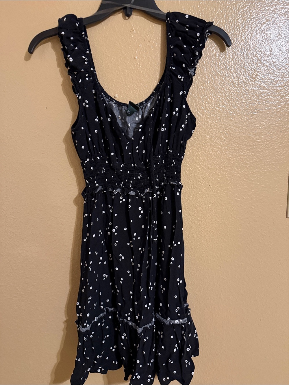 wild fable Black Mini Dress with White Dot Print
